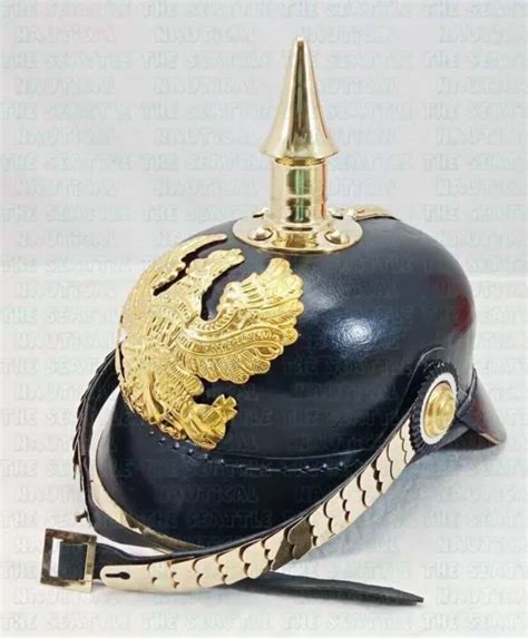 WW1 WW2 OFFICIER Prussien Allemand Cuir Pickelhaube Casque Cosplya