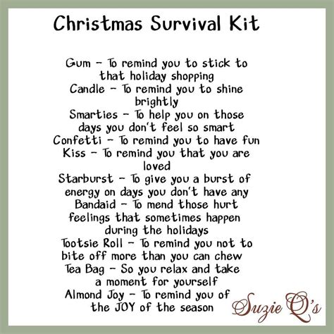 Christmas Survival Kit Includes Topper And Card Digital Printable