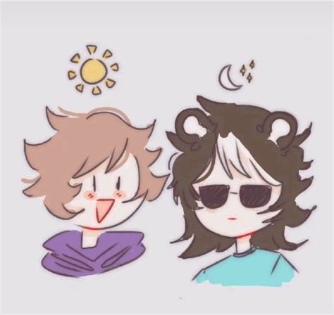 Two People With Sun And Moon In The Background One Has Sunglasses On