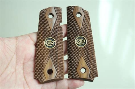 Walnut Wood Grips For Colt Full Size Commander Government Etsy