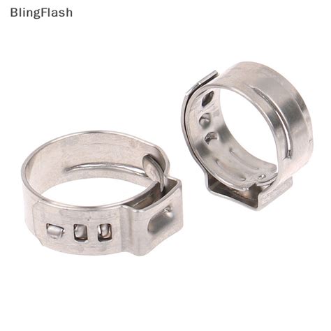 Blingflash Pcs Hose Clamps Single Ear Stepless Stainless Steel