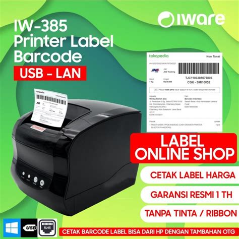 Jual Barcode Thermal Label Printer Iware Iw B B Usb Lan Mm