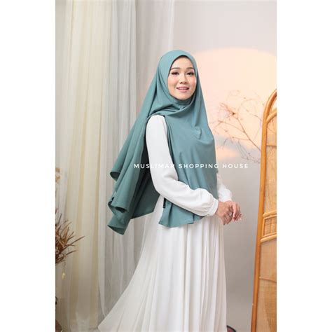 Tudung Khimar Labuh Berzip MOSSCREPE Bidang 60 UMRAH Tudung Awning