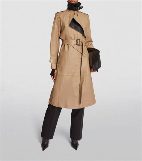 Womens Helmut Lang Beige Leather Trench Coat Harrods Uk