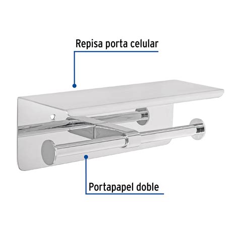 Ficha Tecnica Portarrollo Doble En Cromo Con Soporte Para Celular Foset