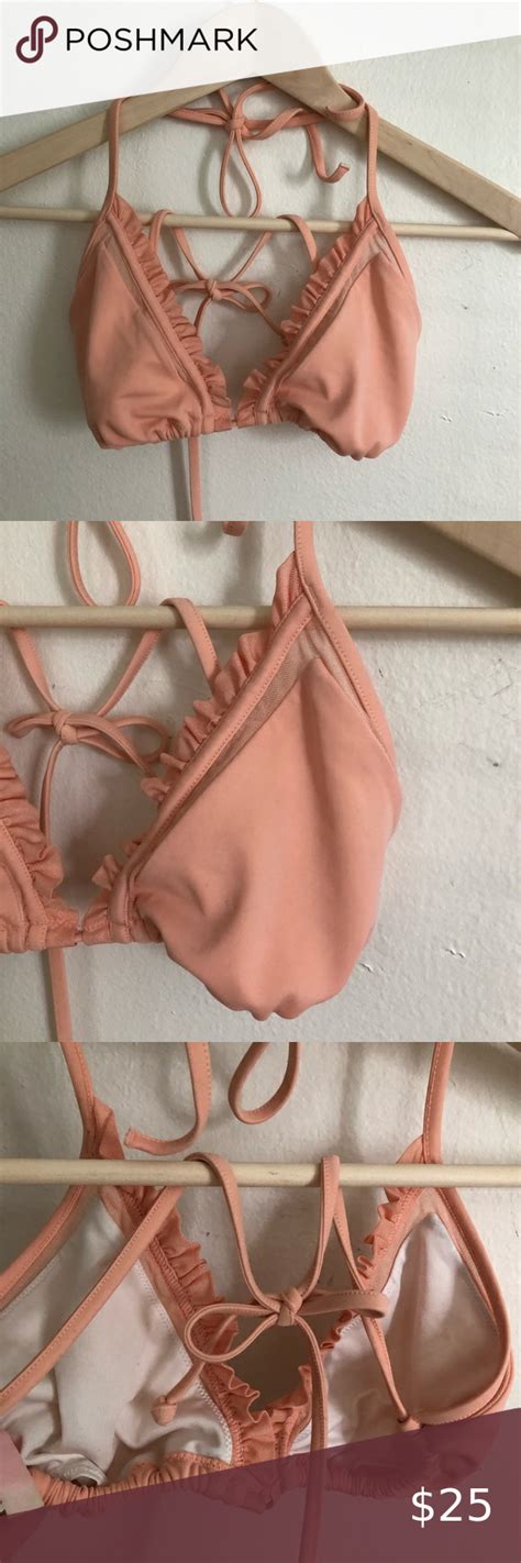 Victorias Secret Peach Ruffle Triangle Bikini S Bikinis Triangle Hot