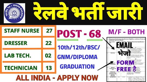 Railway Staff Nurse Vacancy Rrb Staff Nurse Central Railways