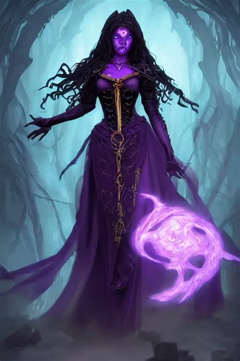 Female Necromancer Beautiful Entincing Dark Purple Stable Diffusion