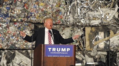 Donald Trump Garbage Candidate Speaks In Front Of A Wall Of Garbage