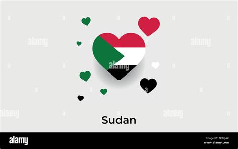 Sudan Country Heart Love Sudan National Flag Vector Illustration Stock