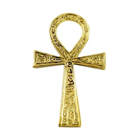 Solid Brass Egyptian Ankh Cross With Inscribed Hieroglyphs 4 Totem