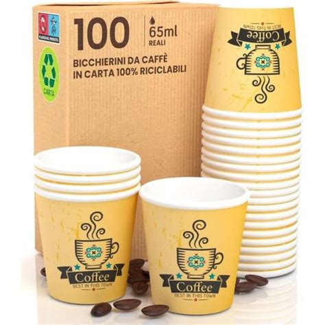 Cuzcoyellowcup Lot De 100 Verres En Papier Pour Café 65 Ml Verres