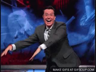 Reaction Dance Dancing Stephen Colbert Exciting Fist Palm From