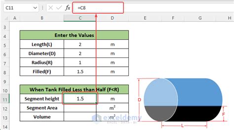 Horizontal Cylindrical Tank Volume Calculator In Excel