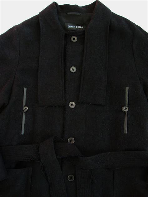 Auth Damir Doma Jasok Black Wool Linen Cotton Belted Jacket It