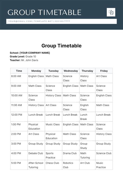 FREE Timetable Templates & Examples - Edit Online & Download | Template.net