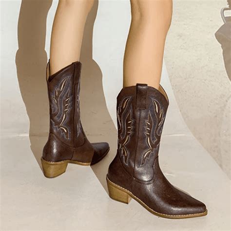 Bottes Cowboy En Cuir Pour Femme Esprit Western