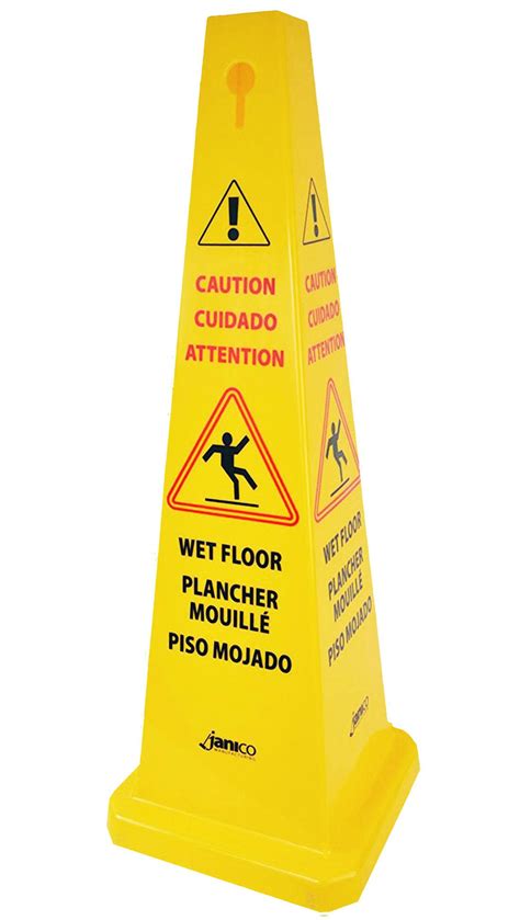 Janico 1072 Wet Floor Cone Public Safety Caution Cone 4 Sided Caution