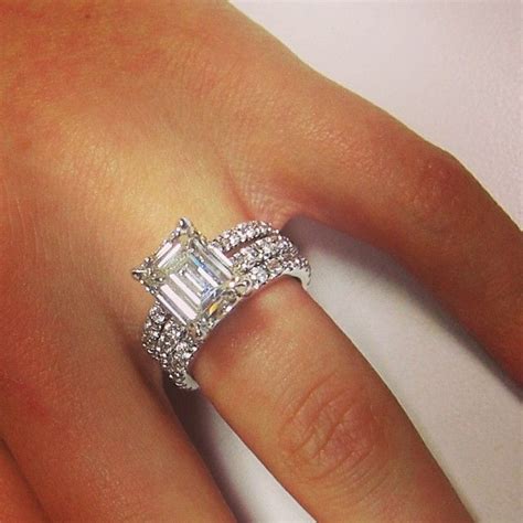 250ct Emerald Cut Diamond Engagement Ring With 25mm Eternity Setting Wi Emerald Cut Diamond