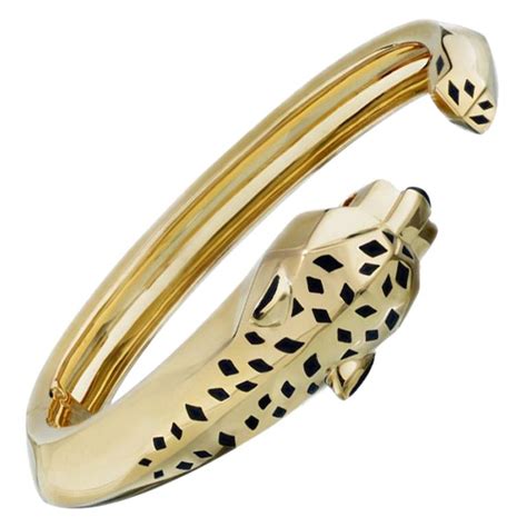 Cartier 18K Yellow Gold Panthere Bangle Bracelet For Sale At 1stDibs