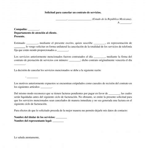 Plantilla De Carta De RescisiÓn De Contrato De Servicio Ejemplos Y