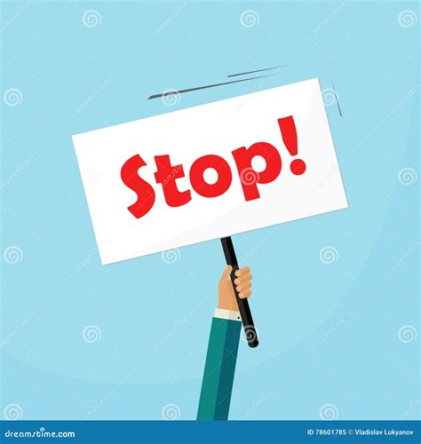 Hand Holding Stop Placard Vector Illustration Concept Of Protest Signboard Stock Vector