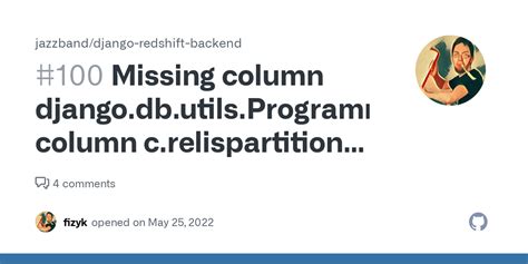 Missing Column Djangodbutilsprogrammingerror Column Crelispartition Does Not Exist · Issue