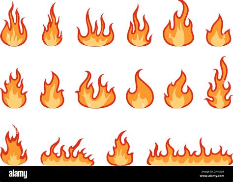 Isolated Flat Fire Flame Heat Fires Hot Cartoon Logo Elements