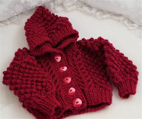 Knitted Baby Cardigan Girls Hand Knit Hooded Sweater Etsy Baby