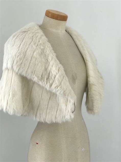 Vintage S White Mink Fur Shoulder Wrap Cape Capelet S Bride