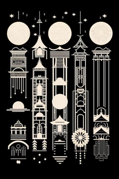 Une Affiche Pour Un Temple Avec Une Lune Et Des Nuages En Arri Re Plan