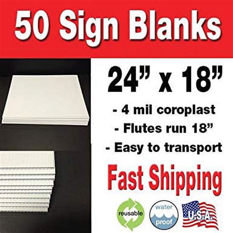 Pack Of 50 Sheets Corrugated Plastic 4mm White Blank Yard Signs 24 X