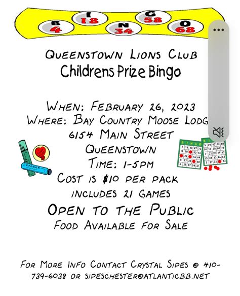 Children's Prize Bingo @ Bay Country Moose Lodge - Visit Queen Anne's County