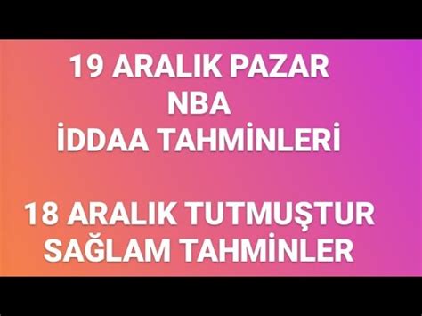 Aralik Pazar Nba Ddaa Tahm Nler Youtube