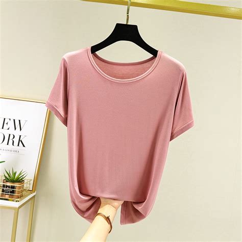 Modal Round Neck Short Sleeved T Shirt For Women Summer Thin Loose Top