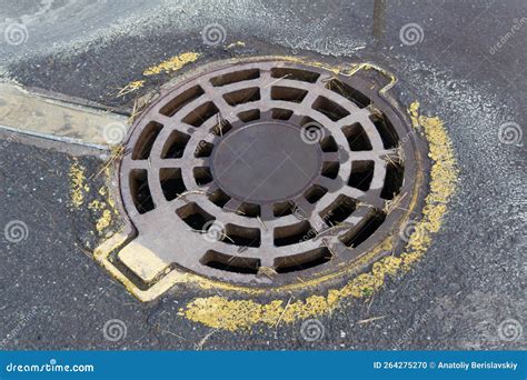 Cast Iron Manhole Cover Storm Sewer In The Park Stock Photo Image Of