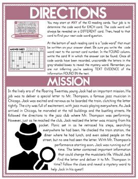 Roaring Twenties Scavenger Hunt Reading Comprehension Extension