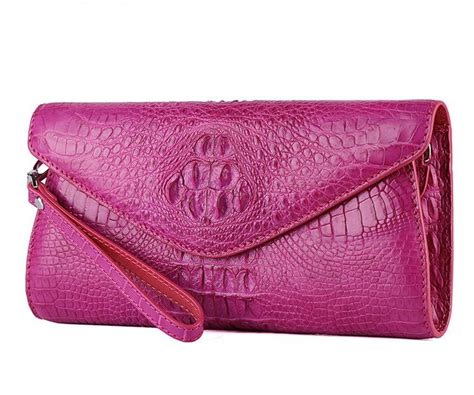 Evening Crocodile Purse Crocodile Clutch Bag Wrist Bag Pink Crocodile