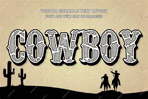 Como Se Escreve Cowboy - Cowboy oeste selvagem retro tipografia vintage editável efeito de texto ...