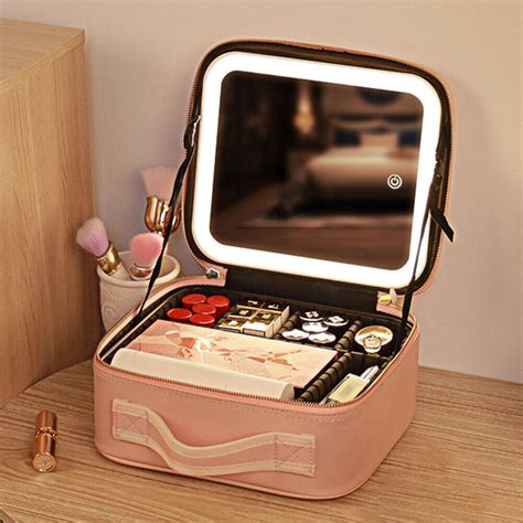 Smart Led Cosmetic Case With Mirror Large Capacity Makeup Bag For Women