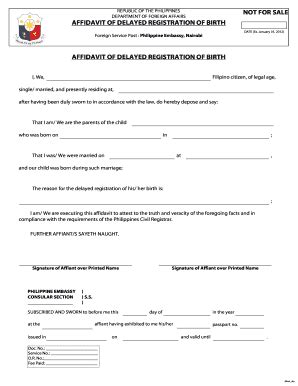 Fillable Online Affidavit For Delayed Registration Of Birth