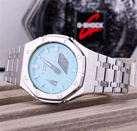 Casioak G Shock Custom Mod Ga2100 Tiffany Blue│royal Oak│silver Case Watch Makeup