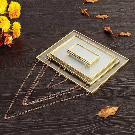 Golden Glass And Metal Hanging Picture Frame Wall Mounted Photo Frame