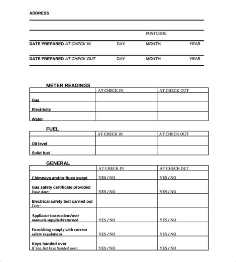 Landlord Inventory Templates 10 Free Printable Excel And Pdf Formats