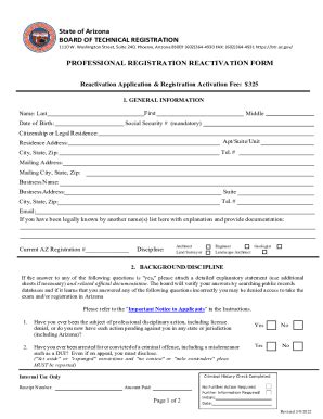 Fillable Online Professional Registration Reactivation Form State Of