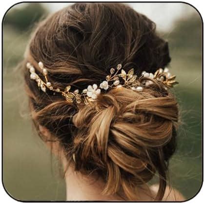 Amazon SWEETV Gold Bridal Headpieces For Bride Flower Wedding