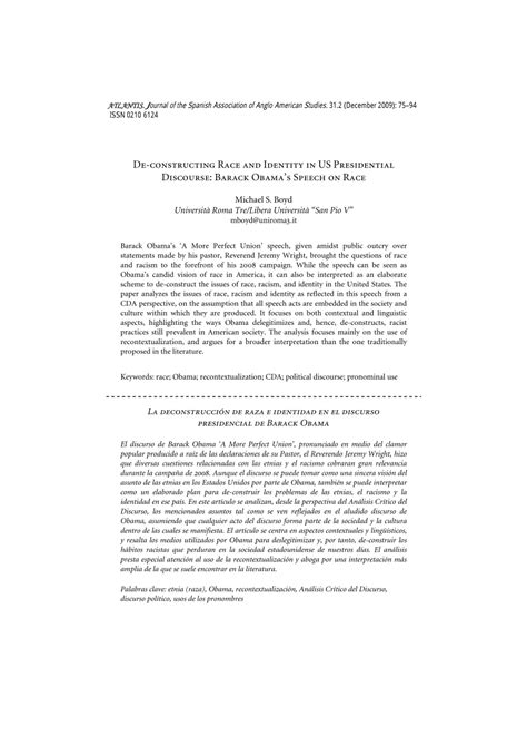 (PDF) De-constructing Race and Identity in US Presidential Discourse ...