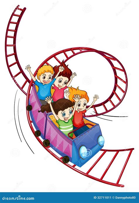 Brave Kids Riding In A Roller Coaster Ride Stock Image - Image: 32711011