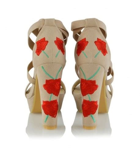 Womens Platform High Heel Sandals Embroidered Lace Up Shoes Nude Faux Suede C Rweu N