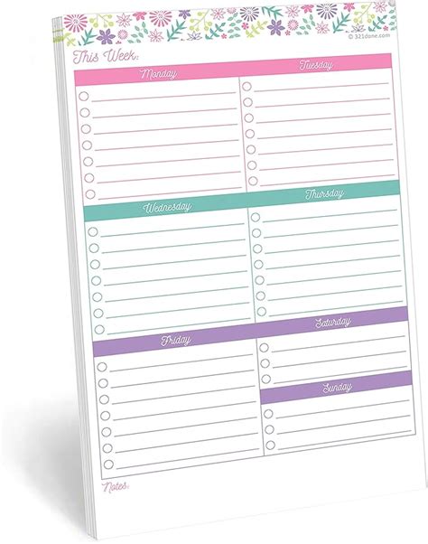 Amazon 321Done Weekly Checklist Notepad 50 Sheets 5 5 X 8 5